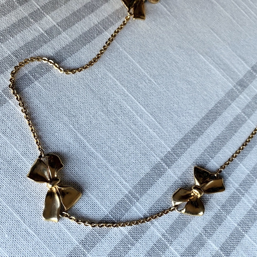 J. Crew Long Gold Bow Necklace
